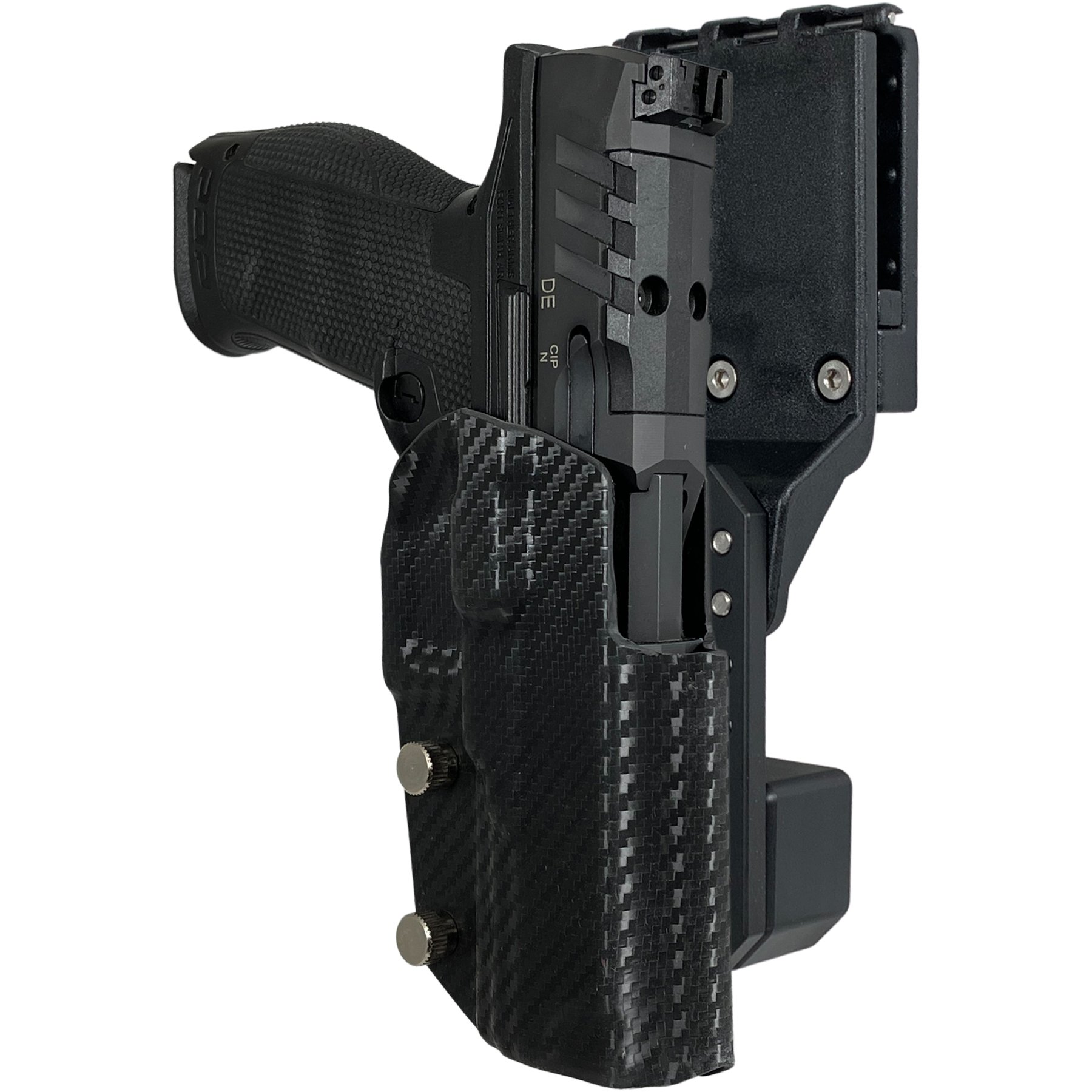 thumbnail image 2 of Black Scorpion Pro Competition Holster – Fits 2011 5” W/ Rail – OWB, Kydex, Adjustable Cant, Level 1, Made In USA 2 of 4
