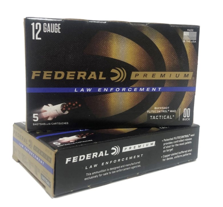 Federal Law Enforcement Tactical Buckshot 12GA, 2-3/4", 00 Buck, 9 Pellet (5)