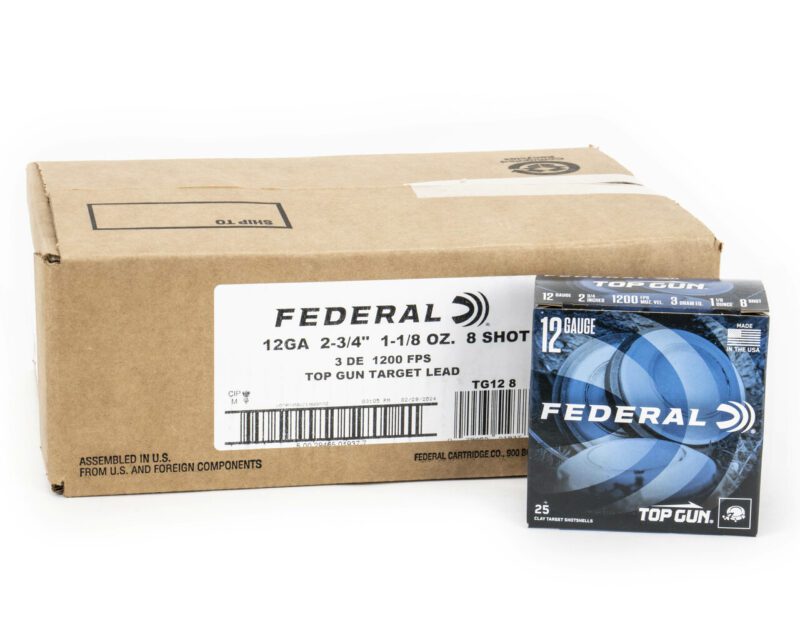 Federal Top Gun 12 Ga. 2 3/4, 1 1/8 oz #8 Shot Case (250)