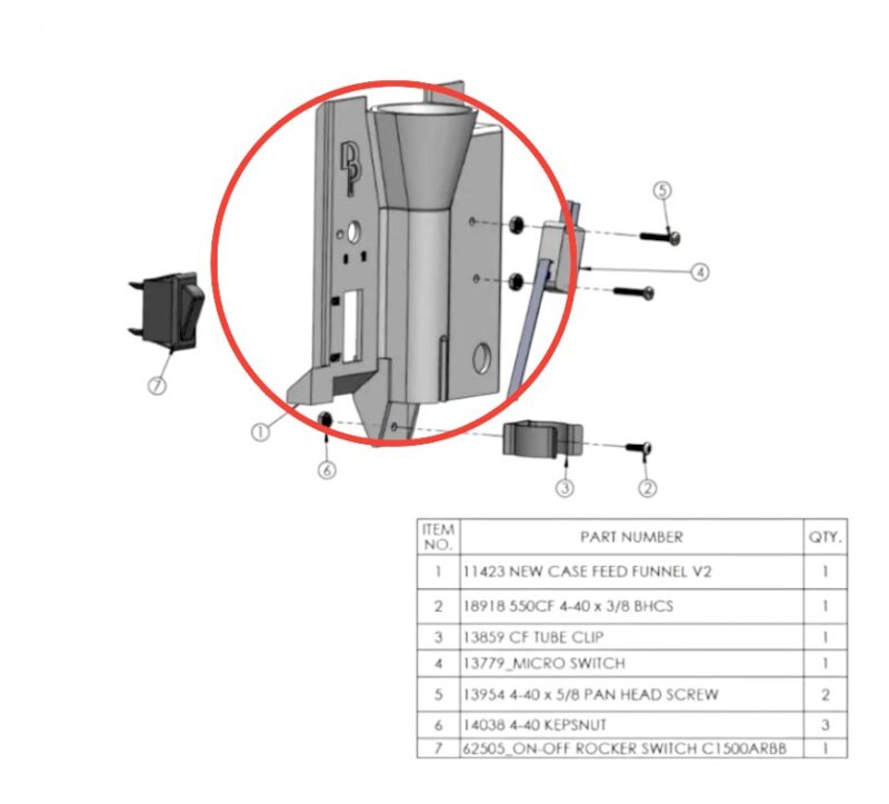 Dillon Precision Casefeed Funnel V2 550/650/1050 - 11423