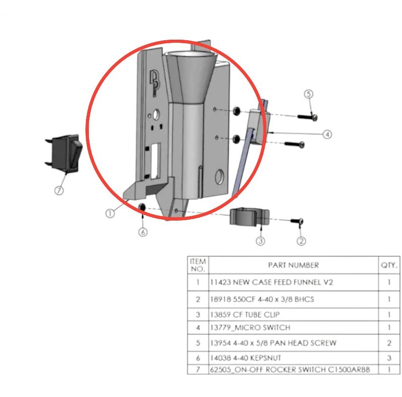 Dillon Precision Casefeed Funnel V2 550/650/1050 - 11423