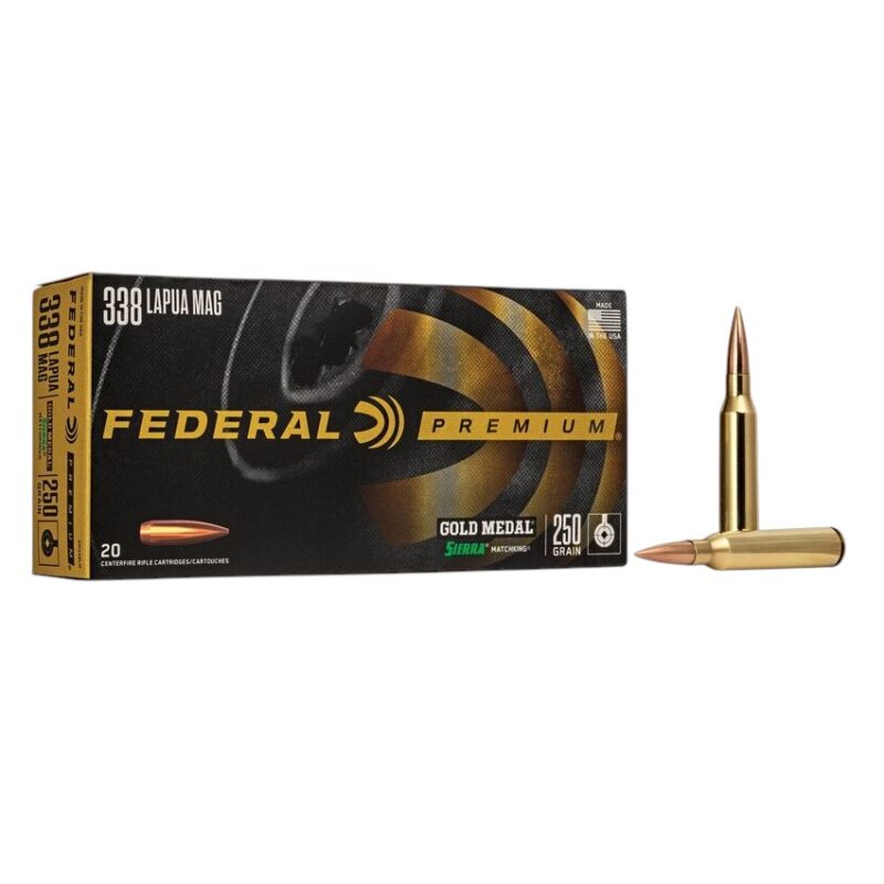 Federal Gold Medal .338 Lapua Magnum 250 Grain Sierra MatchKing BTHP Ammunition (20)