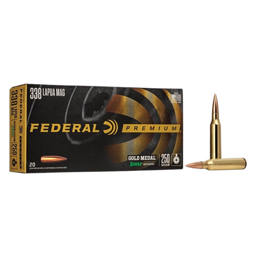 Federal Gold Medal .338 Lapua Magnum 250 Grain Sierra MatchKing BTHP Ammunition (20)